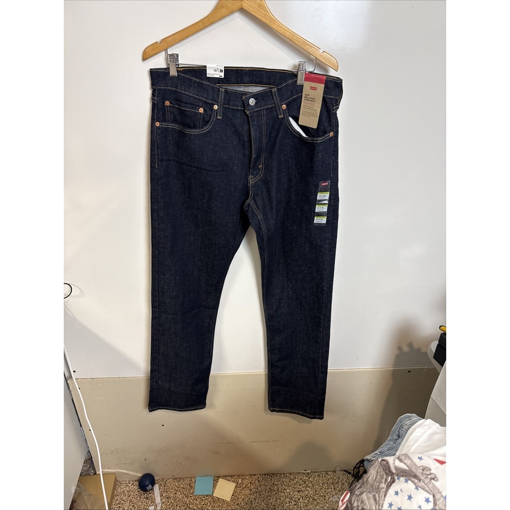 Levis 559 Relaxed Straight Jeans Mens 34x34 Dark Wash Blue Denim Zip Fly